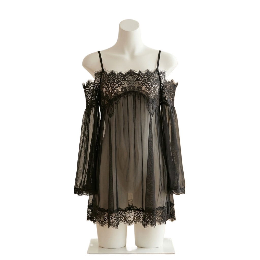 Intimo femminile nero in pizzo - Babydoll Chemise Night recensione e prezzo