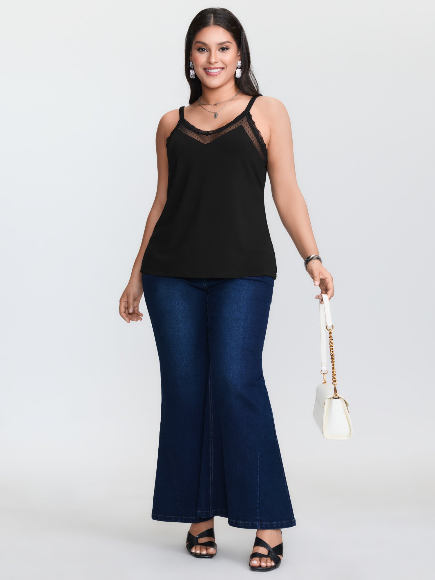 Canotta nera in maglia, dispon - Cami Top Lace recensione e prezzo